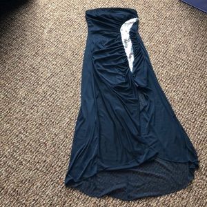 Navy Blue High to Low Dress (open leg)